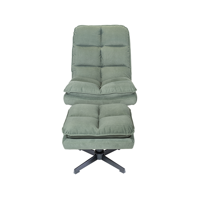 Recliner de țesătură pivotară verde/alb de 360 ​​de grade cu scaun de lounge pentru picioare pentru picioare